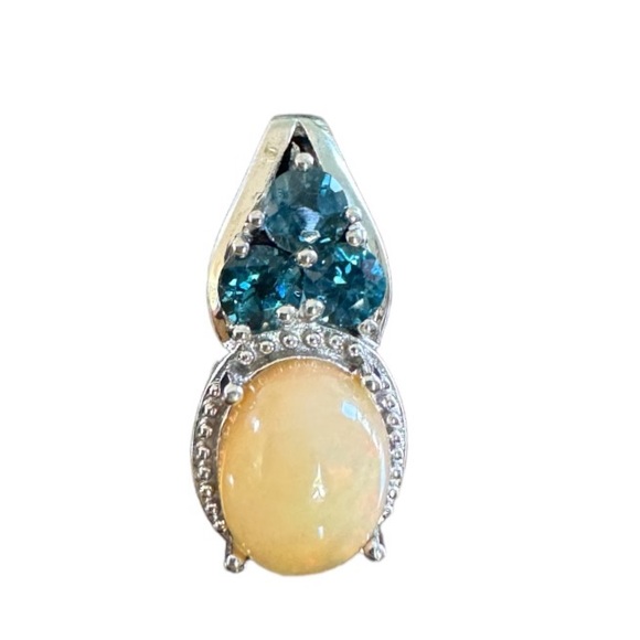 Opal and blue topaz enhancer pendant - Picture 2 of 8